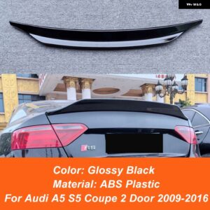 アウディ A5 S5 クーペ 2ドア 2009-2016 リア トランク リッド カースポイラー ウィング ABS プラスチック ブラックカーボン REEXTERIOR アクセサリーパーツ - Glossy Black