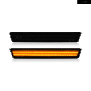 ダッジ チャレンジャー 2015-2022 クリアスモークレンズ LED サイドマーカーランプ アンバー フロント レッド リアサイドフェンダー リフレクター ライト - Smoked Amber Front