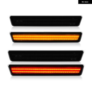 ダッジ チャレンジャー 2015-2022 クリアスモークレンズ LED サイドマーカーランプ アンバー フロント レッド リアサイドフェンダー リフレクター ライト - Smoked Amber Red