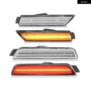 シボレー カマロ 2010-2015 クリアスモークレンズ LED サイドマーカーランプ アンバー フロント レッド リアサイドフェンダーライト - Clear Amber Red