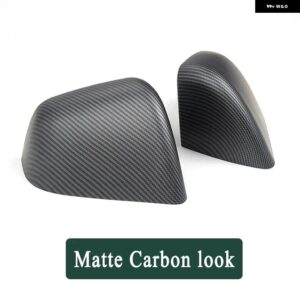 テスラ モデルY 2019-2023 サイドバックミラー カバー ブラック カーボン風 ABS ミラー 装飾 ハウジング キャップ - Matte Carbon look