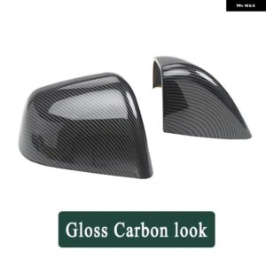 テスラ モデルY 2019-2023 サイドバックミラー カバー ブラック カーボン風 ABS ミラー 装飾 ハウジング キャップ - Gloss Carbon look