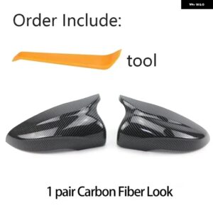 バットシェイプ カーボンパターン バックミラー キャップ ウィングサイドミラー カバー フォルクスワーゲン VW ゴルフ 6 MK6 GTI 2009-2014 2個 - Carbon Fiber Look