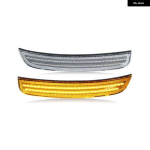 クライスラー 300 2015-2022 クリアスモークレンズ LEDサイドマーカーランプ アンバー フロント レッドリアサイドフェンダー リフレクター ライト - Clear Amber Front