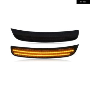 クライスラー 300 2015-2022 クリアスモークレンズ LEDサイドマーカーランプ アンバー フロント レッドリアサイドフェンダー リフレクター ライト - Smoked Amber Front