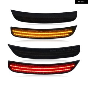 クライスラー 300 2015-2022 クリアスモークレンズ LEDサイドマーカーランプ アンバー フロント レッドリアサイドフェンダー リフレクター ライト - Smoked Amber Red