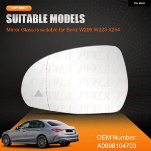 ベンツ W206 W223 X254 EQE V295 V297 2022 2023 2024 カーアクセサリー ブラインド スポットヒートミラー ガラス A0998104703 A0998108101 - 1 pc Left Side