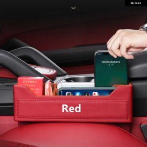 車シート隙間 収納 ボックス バッグ オーガナイザー ケーススリット フィラー ホルダー ポルシェ マカン カイエン パナメーラ718 911 インテリア - red