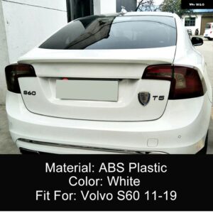 ボルボ S60 2011 12 13 14 15 16 17 18 19 リア トランク リッド カースポイラー ウィング ABS ブラックカーボン 外装 アップグレード アクセサリーパーツ - WHITE