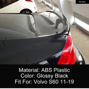 ボルボ S60 2011 12 13 14 15 16 17 18 19 リア トランク リッド カースポイラー ウィング ABS ブラックカーボン 外装 アップグレード アクセサリーパーツ - Glossy Black