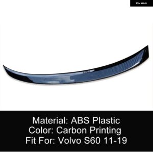 ボルボ S60 2011 12 13 14 15 16 17 18 19 リア トランク リッド カースポイラー ウィング ABS ブラックカーボン 外装 アップグレード アクセサリーパーツ - Carbon Printing