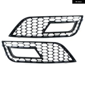 アウディ A4 B8.5 2013-2016 1ペア フロント バンパー フォグライト グリル フォグランプ カバー ハニカムメッシュ RS4 スタイル 8K0807681K 8K0807682K - black