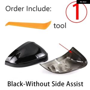 カーボンルック バックミラー キャップ サイドミラー カバー アウディ A4 B9 QUATTRO SLINE A5 S5 RS5 SPORTBACK サイドアシスト - 1.Black no assist
