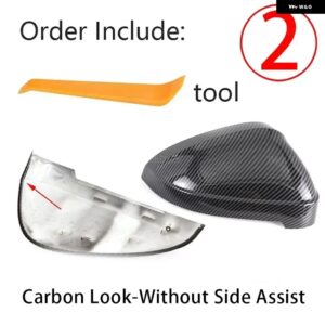 カーボンルック バックミラー キャップ サイドミラー カバー アウディ A4 B9 QUATTRO SLINE A5 S5 RS5 SPORTBACK サイドアシスト - 2.Carbon no assist