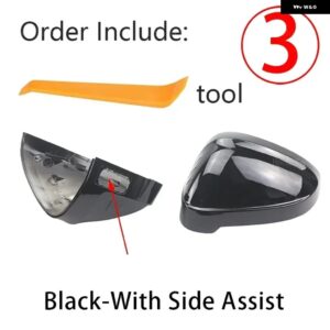 カーボンルック バックミラー キャップ サイドミラー カバー アウディ A4 B9 QUATTRO SLINE A5 S5 RS5 SPORTBACK サイドアシスト - 3.Black with assist