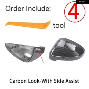 カーボンルック バックミラー キャップ サイドミラー カバー アウディ A4 B9 QUATTRO SLINE A5 S5 RS5 SPORTBACK サイドアシスト - 4.Carbon with assist