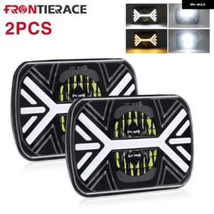 車用 ヘッドライト 5X7/6X7 LED DRL 最高輝度 トヨタ ピックアップ トラック ハイロービーム ハローカーライト 30000LM 400W カーアクセサリー 1個 2個 - 2PCS Type E