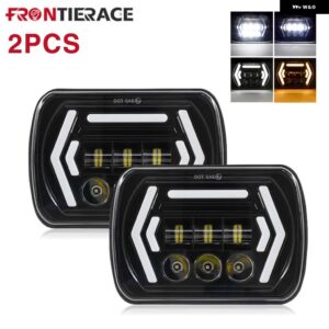 車用 ヘッドライト 5X7/6X7 LED DRL 最高輝度 トヨタ ピックアップ トラック ハイロービーム ハローカーライト 30000LM 400W カーアクセサリー 1個 2個 - 2PCS Type F