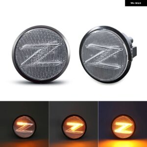 日産 370Z Z34 2009-2020 350Z Z33 2003-2009 LED サイドフェンダーマーカーランプ ダイナミックウィンカー ウィンカー インジケーター ライト 2個 - Clear Dynamic Amber