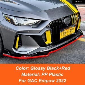 GAC EMPOW 2022 車用フロント バンパー アンダーチン リップスプリッター スポイラー ガード リア トランク リッドスポイラー ウィング テールアクセサリー - Glossy Black Red