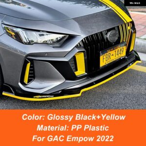 GAC EMPOW 2022 車用フロント バンパー アンダーチン リップスプリッター スポイラー ガード リア トランク リッドスポイラー ウィング テールアクセサリー - Glossy Black Yellow