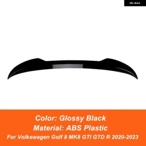 フォルクスワーゲン ゴルフ 8 MK8 GTI GTD R 2020-2023 リアルーフ トランク リッド カースポイラー ウィング ABS カーボン 外装 - Glossy Black