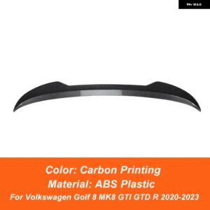 フォルクスワーゲン ゴルフ 8 MK8 GTI GTD R 2020-2023 リアルーフ トランク リッド カースポイラー ウィング ABS カーボン 外装 - Carbon Printing