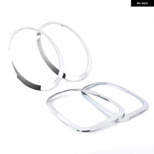 MINI F55 F56 F57 COOPER S JCW ONE 2014-2021 フロント ヘッドライト / リア テールライト サラウンド トリム リング スタイリング ライトデコレーション - 2 Pairs Chrome