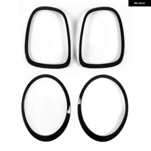 MINI F55 F56 F57 COOPER S JCW ONE 2014-2021 フロント ヘッドライト / リア テールライト サラウンド トリム リング スタイリング ライトデコレーション - 2 Pairs Black