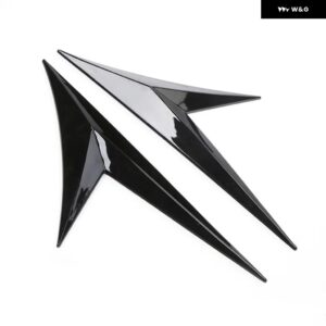 V字型 汎用 カーサイドフェンダーベント ステッカー 車体 装飾 自動車 ボンネット エアインテークフローフードスクープカバー - black