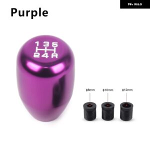 アルミ 合金 汎用 5速車オート ギア シフト ノブ マニュアル トランス ミッション オートマチックギアレベル - purple
