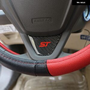 カーボン カー ステアリングホイール デコレーター トリム ステアリング ステッカー フォード フィエスタ 2009 - 2017 エコスポーツカー - ABS Red