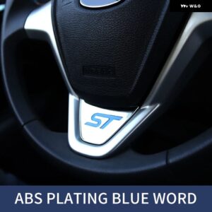 カーアクセサリー フォード フィエスタ MK7 2009-2017 エコスポーツ 2012-2017 車用 ステアリングホイール カバー トリム ステッカー - ABS plating blue