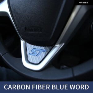 カーアクセサリー フォード フィエスタ MK7 2009-2017 エコスポーツ 2012-2017 車用 ステアリングホイール カバー トリム ステッカー - carbon fiber blue