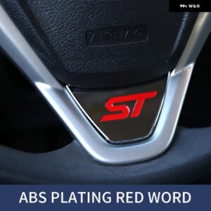 カーアクセサリー フォード フィエスタ MK7 2009-2017 エコスポーツ 2012-2017 車用 ステアリングホイール カバー トリム ステッカー - ABS plating red