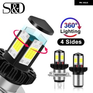 オートバイ バイク ヘッドライト バルブ H6 BA20D H4 LED ハイ/ロービーム モトLED ヘッドライト オートバイ バイク LEDランプ コン バージョン キット バル - H4