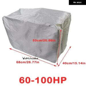 オックスフォード 防水 ヨット ハーフ アウトボード 15-250HP 210D モーター エンジン ボートカバー 紫外線防止 防塵 カバー マリン エンジン キャンバス - Silver60-100hp