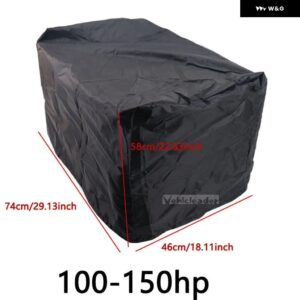 オックスフォード 防水 ヨット ハーフ アウトボード 15-250HP 210D モーター エンジン ボートカバー 紫外線防止 防塵 カバー マリン エンジン キャンバス - Black 100-150hp