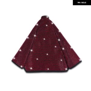 クリスタルラインストーンカー ギア シフト ノブ布 ブーツ カバー PUレザーオートハンドブレーキカラー ブーツ カバー カーアクセサリー - red