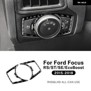LHD RHD フォード フォーカス SE RS ST エコブースト 2015-18 車用 ヘッドライト ボタン リアルソフトカーボン ステッカー アクセサリー - Black Carbon