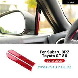 LHD RHD リアルソフトカーボン ステッカー スバル BRZ トヨタ GT86 2012-2016-20 Aピラー インテリア アクセサリー - Red carbon