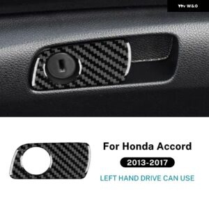 LHD リアルソフトカーボン ステッカー ホンダ アコード 2013-17 カーグローバー ボックス スイッチ ボタン フレーム アクセサリー - Type 2 Black Carbon