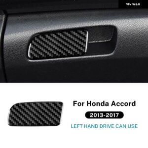 LHD リアルソフトカーボン ステッカー ホンダ アコード 2013-17 カーグローバー ボックス スイッチ ボタン フレーム アクセサリー - Type 1 Black Carbon