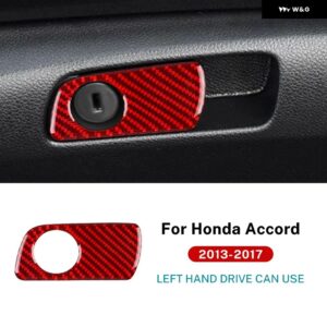 LHD リアルソフトカーボン ステッカー ホンダ アコード 2013-17 カーグローバー ボックス スイッチ ボタン フレーム アクセサリー - Type 2 Red Carbon