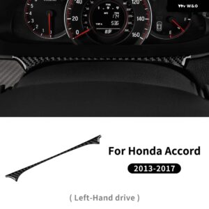 LHD 車 ダッシュボード ストリップ インテリア トリム リアルソフトカーボン ホンダ アコード 2013-17 アクセサリー - Black Carbon