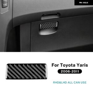LHD RHD リアルソフトカーボン ステッカー トヨタ ヤリス 2006-11 車用副パイロット ツール ボックス スイッチ フレーム トリム - Black Carbon
