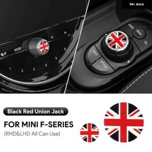 カーアクセサリー MINI COOPER F55 F56 F57 F60 COUNTRYMAN CLUBMAN 中央 コントロール ボリューム マルチメディア ボタン ノブ ステッカー スタイリング - black red-2pcs