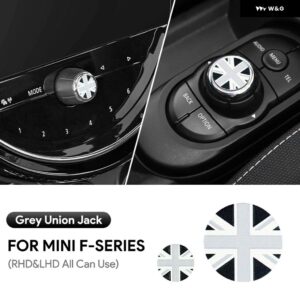 カーアクセサリー MINI COOPER F55 F56 F57 F60 COUNTRYMAN CLUBMAN 中央 コントロール ボリューム マルチメディア ボタン ノブ ステッカー スタイリング - grey uj-2pcs