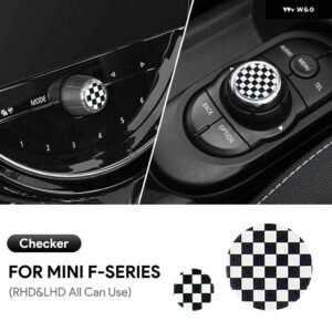カーアクセサリー MINI COOPER F55 F56 F57 F60 COUNTRYMAN CLUBMAN 中央 コントロール ボリューム マルチメディア ボタン ノブ ステッカー スタイリング - checker-2pcs