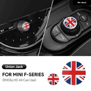 カーアクセサリー MINI COOPER F55 F56 F57 F60 COUNTRYMAN CLUBMAN 中央 コントロール ボリューム マルチメディア ボタン ノブ ステッカー スタイリング - union jack-2pcs